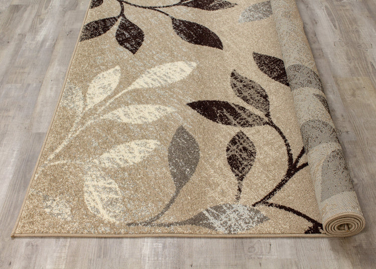 Casa Taupe Blue Leafy Rug by Kalora Interiors