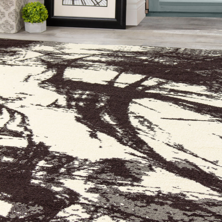 Castella 3768_271 Brown Ink Strokes Abstract Area Rug by Novelle Home