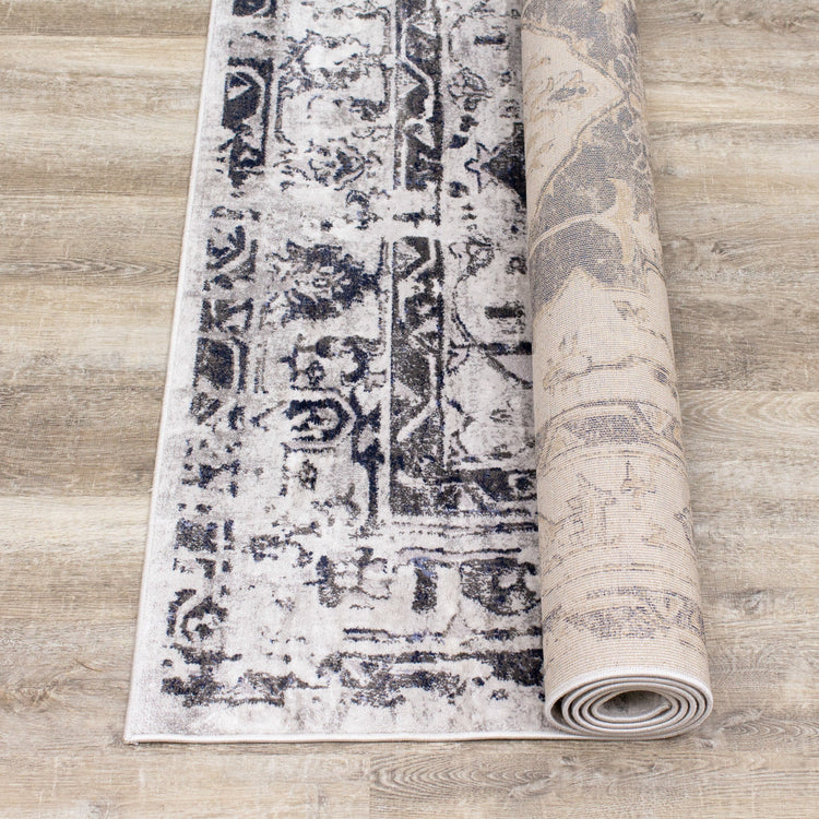 Chorus Grey Blue Elegant Border Rug by Kalora Interiors