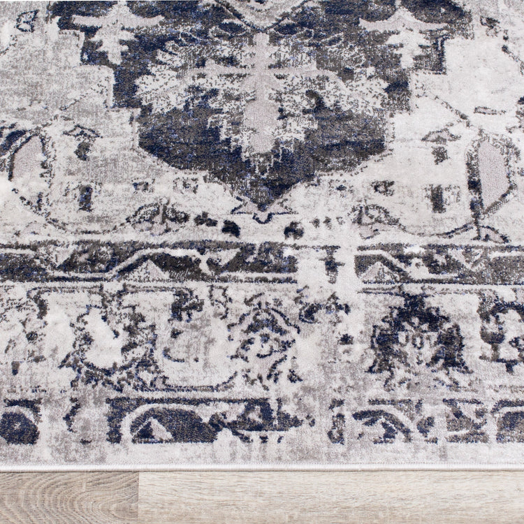 Chorus Grey Blue Elegant Border Rug by Kalora Interiors