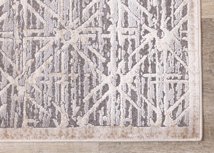 Chorus Grey Beige Elegant Geometric Rug by Kalora Interiors