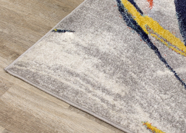 Clarity Grey Blue Abstract Brushstrokes Rug by Kalora Interiors