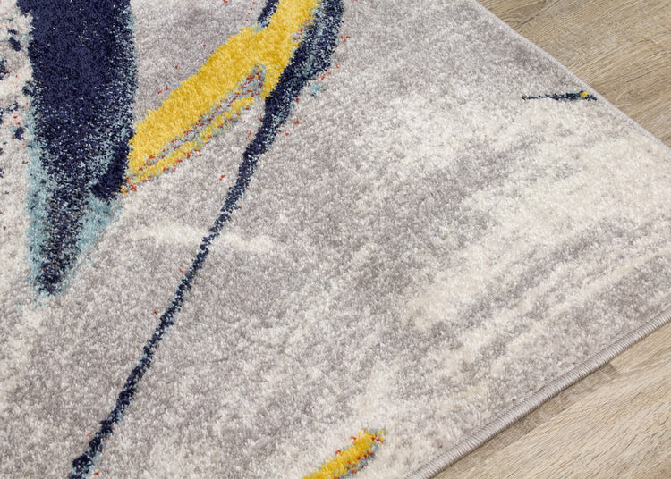 Clarity Grey Blue Abstract Brushstrokes Rug by Kalora Interiors