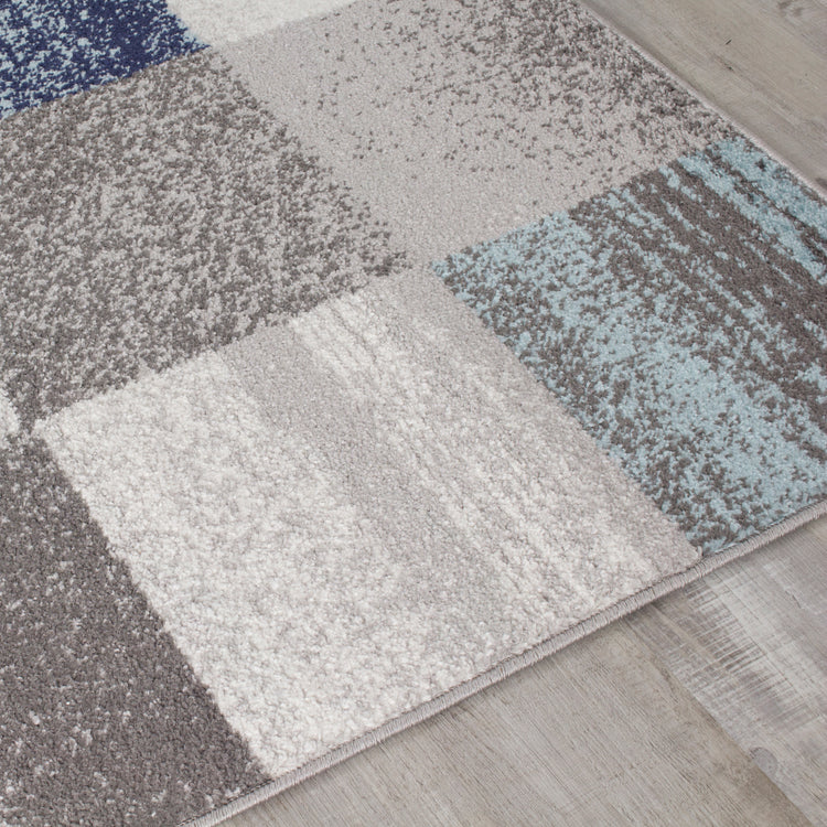 Converge 8942_2939 Blue Grey Squares Area Rug by Novelle Home