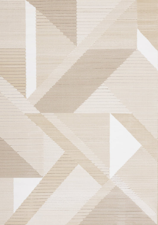 Alfombra con diseño geométrico contemporáneo elegante crema beige Ella de Kalora Interiors