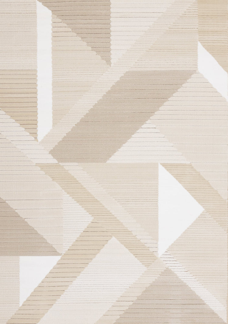 Ella Beige Cream Elegant Contemporary Geometric Pattern Rug by Kalora Interiors