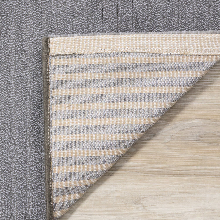 Ella Grey Carved Stripe Plush Rug by Kalora Interiors