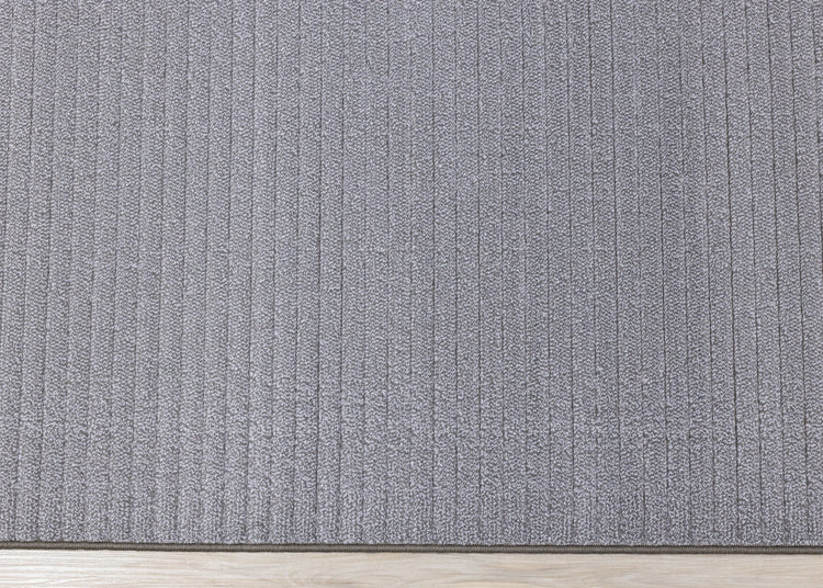Ella Grey Carved Stripe Plush Rug by Kalora Interiors