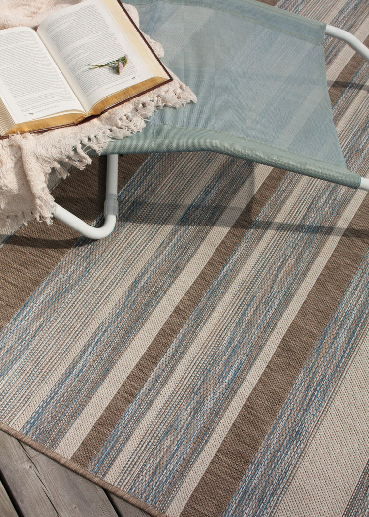 Euclid 5146_2T39 Grey Brown Banded Indoor Outdoor Area Rug by Novelle Home