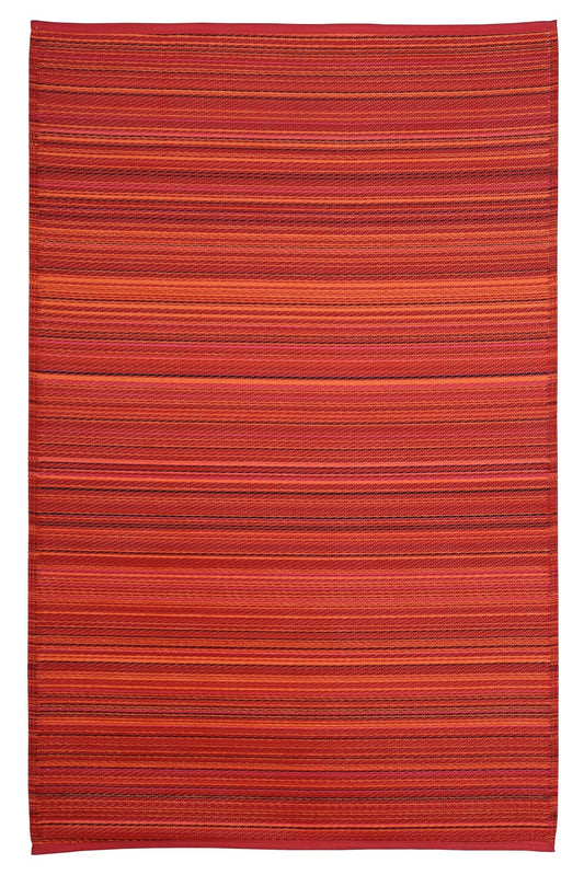 Fiesta FIE-1099RED Outdoor Plastic Red Striped Area Rug By Viana Inc