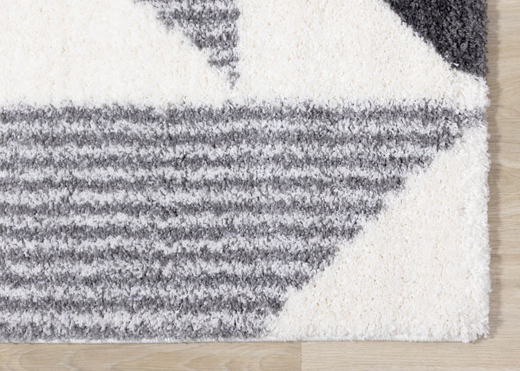 Fergus White Grey Placement Pattern Rug by Kalora Interiors