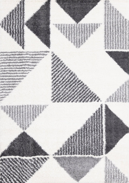 Fergus White Grey Placement Pattern Rug by Kalora Interiors