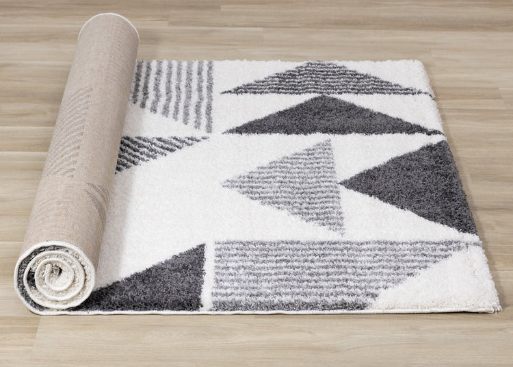 Fergus White Grey Placement Pattern Rug by Kalora Interiors