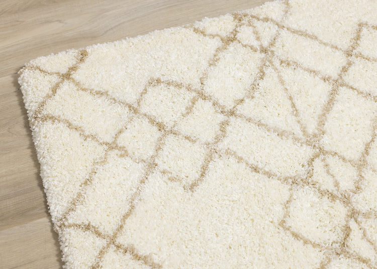 Fergus White Beige Patterned Rug by Kalora Interiors