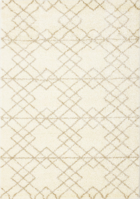Fergus White Beige Patterned Rug by Kalora Interiors