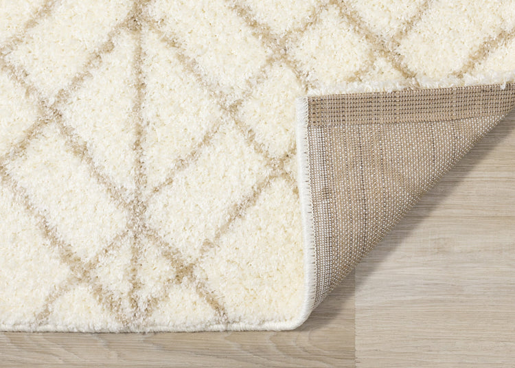 Fergus White Beige Patterned Rug by Kalora Interiors