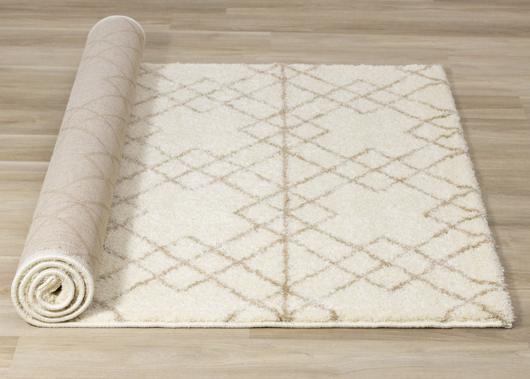 Fergus White Beige Patterned Rug by Kalora Interiors