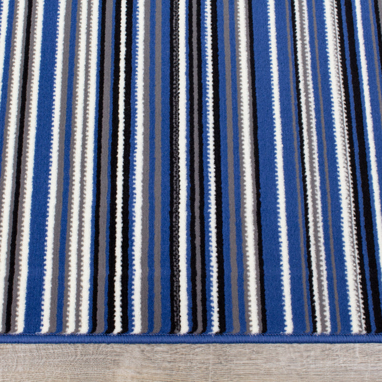 Fiona 1425_4922 Blue Cream Striped Rug by Novelle Home