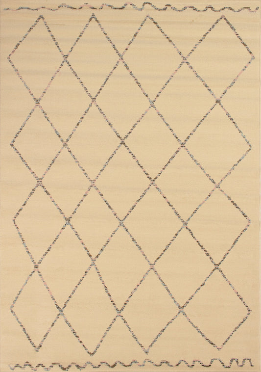Fiona 3546_5835 Cream Beige Quirky Trellis Area Rug by Novelle Home