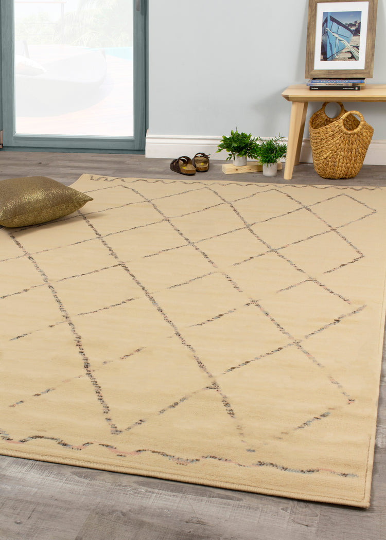 Fiona 3546_5835 Cream Beige Quirky Trellis Area Rug by Novelle Home