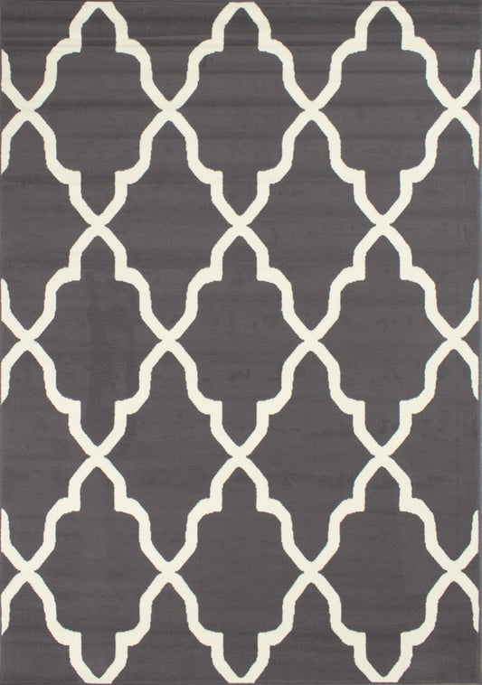 Fiona 3603_1911 Grey Cream Ogee Pattern Area Rug by Novelle Home