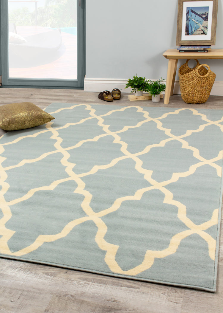 Fiona 3603_5855 Blue Cream Ogee Pattern Area Rug by Novelle Home