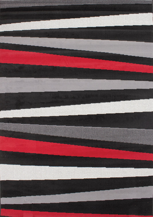 Fiona 3637_1945 Alfombra con pista de mármol negro, gris y rojo de Novelle Home