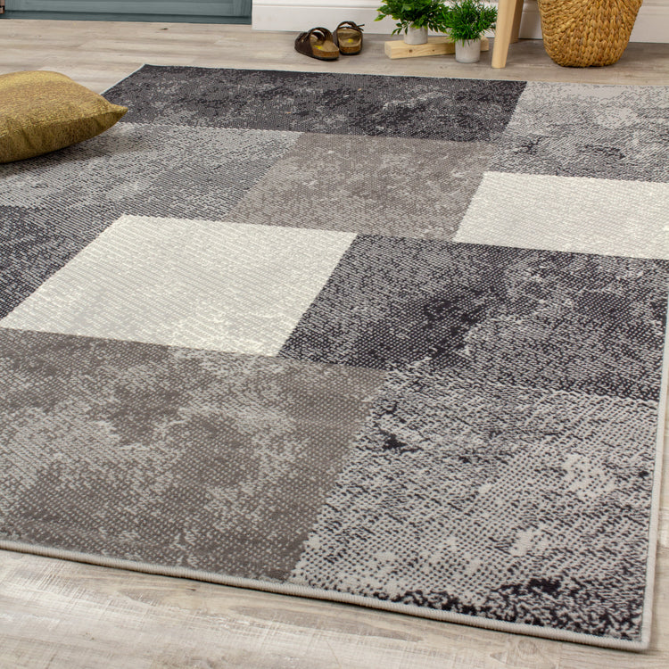 Fiona 3654_9944 Grey Rocky Block Stack Area Rug by Novelle Home