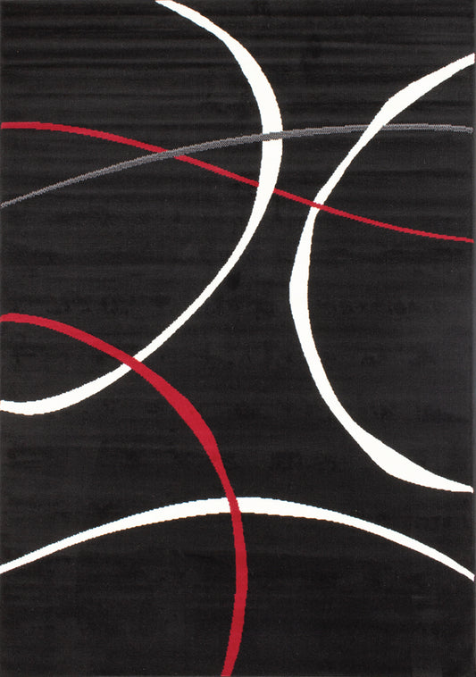 Fiona 5015_1945 Alfombra de área con tallas Swoop en negro, blanco y rojo de Novelle Home