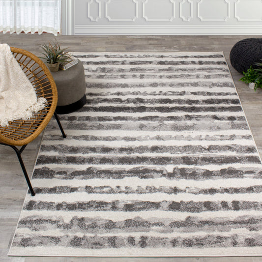 Focus Grey Marker Stripes Rug by Kalora Interiors