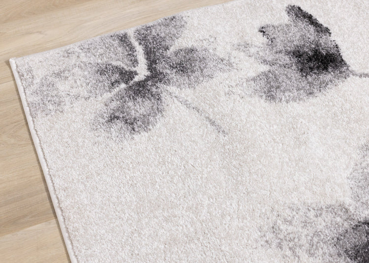 Focus White Grey Botanical Rug by Kalora Interiors