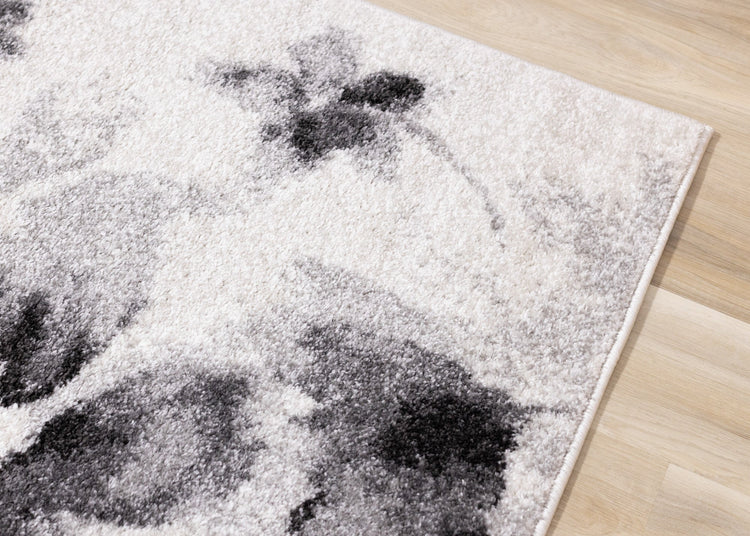 Focus White Grey Botanical Rug by Kalora Interiors