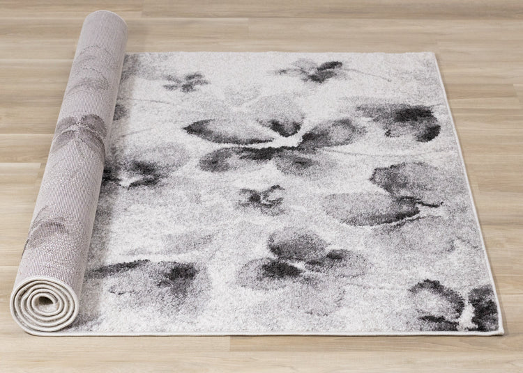 Focus White Grey Botanical Rug by Kalora Interiors