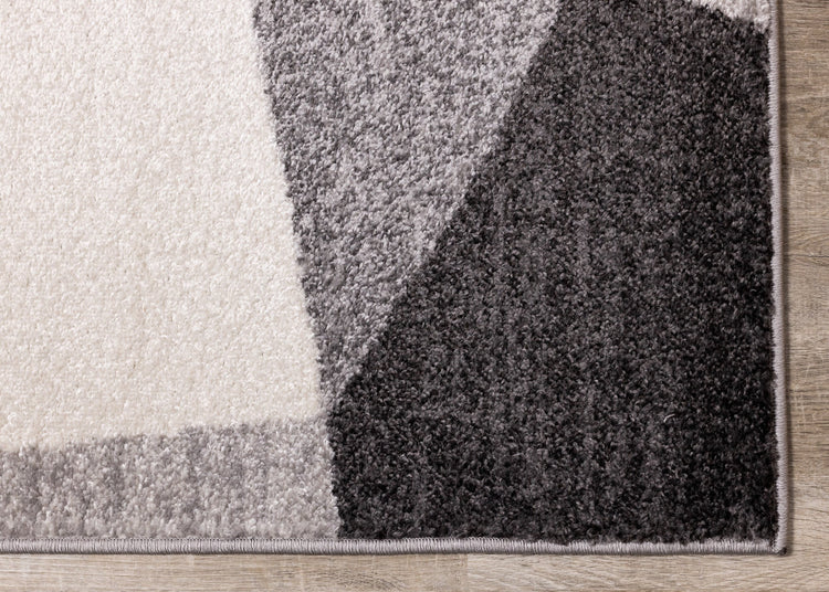 Focus Grey White Geometric Shapes Rug by Kalora Interiors