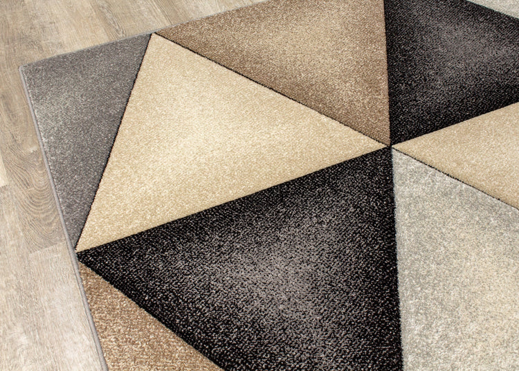 Freemont Grey Beige Brown Triangles Rug by Kalora Interiors