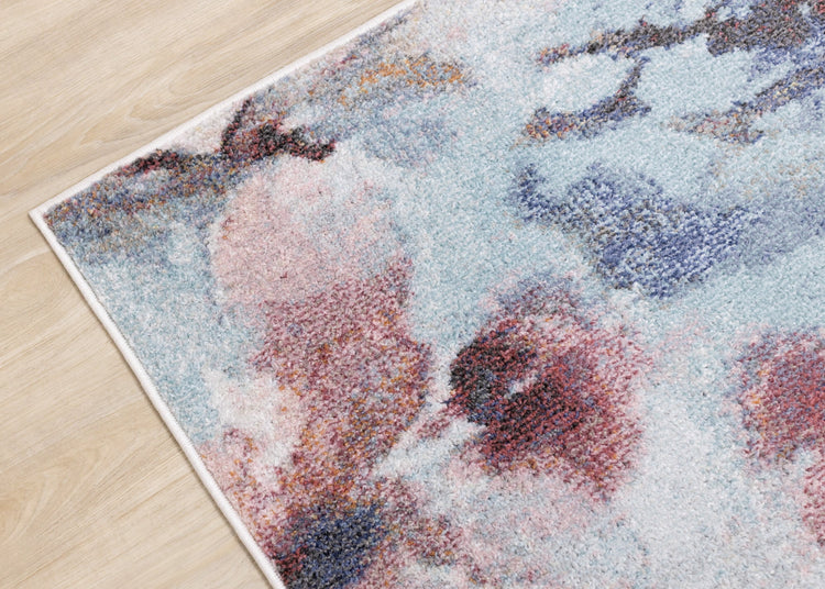 Fresco Blue Pink Yellow Cherry Blossom Rug by Kalora Interiors