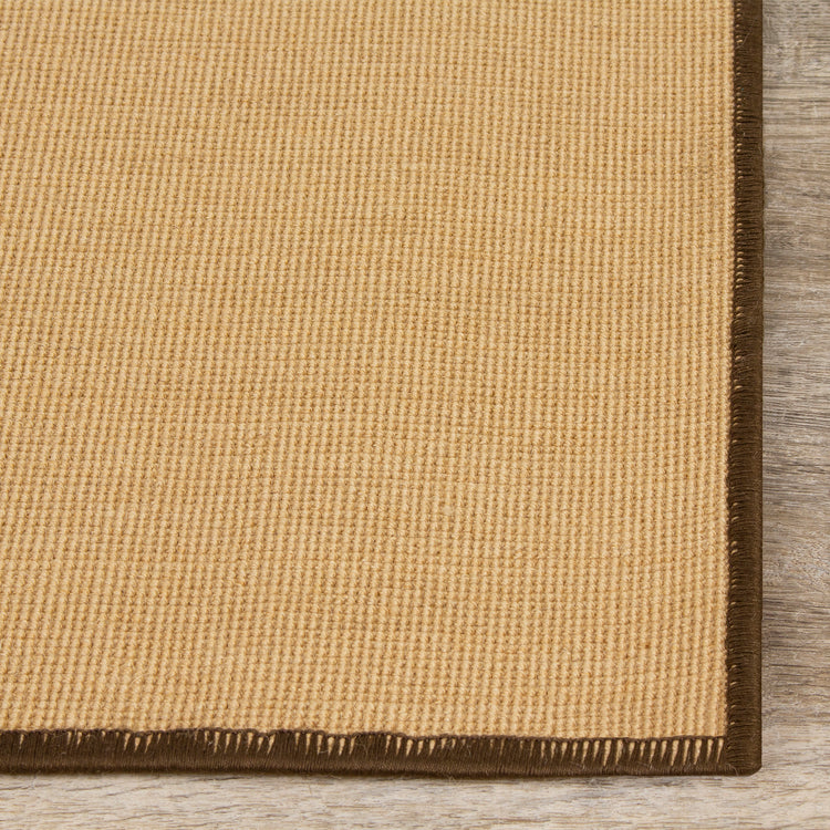 Golden Fibre 2243 Beige Micro Boucle Brown Border Jute Area Rug by Novelle Home