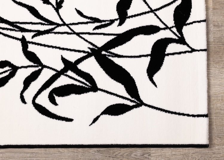 Ice White Black Foliage Rug by Kalora Interiors