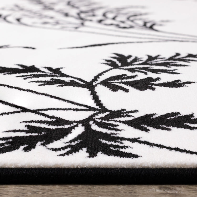 Ice White Black Foliage Rug by Kalora Interiors