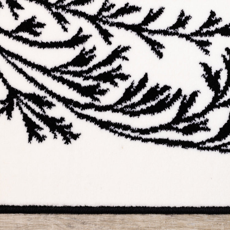 Ice White Black Foliage Rug by Kalora Interiors