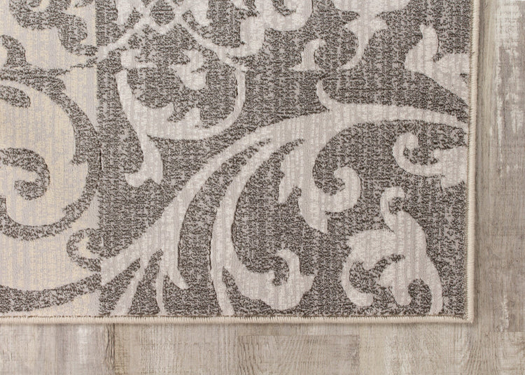 Intrigue Grey Damask Patchwork Rug by Kalora Interiors