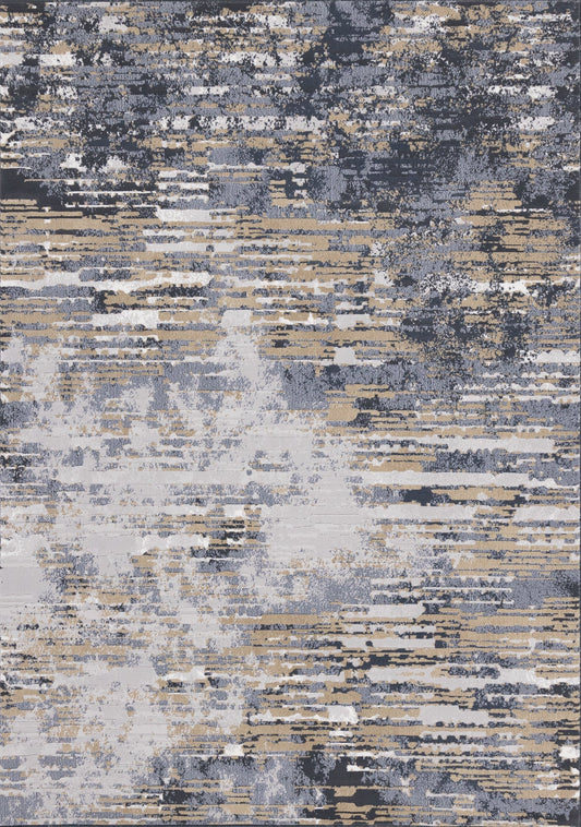 Intrigue Beige Blue Distressed Rip Rug by Kalora Interiors