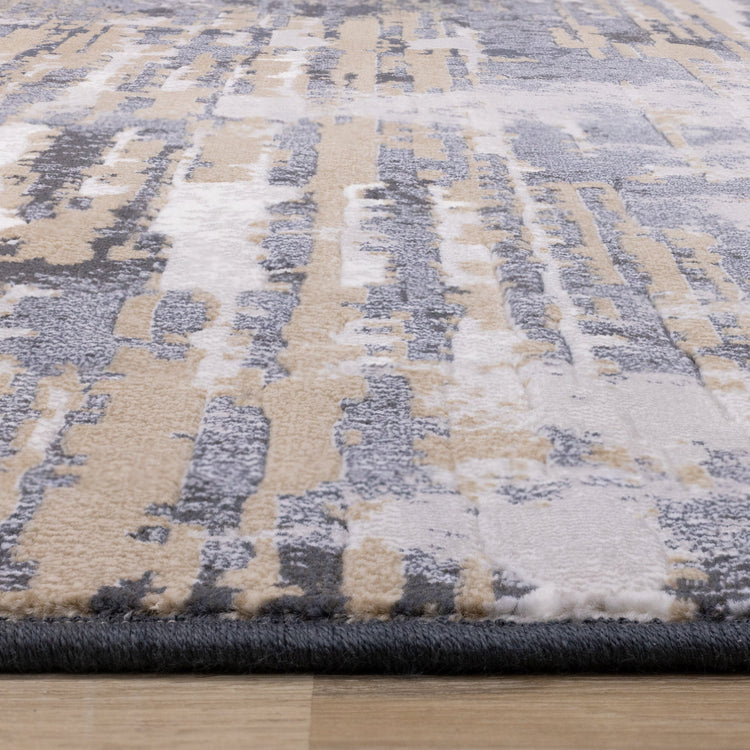 Intrigue Beige Blue Distressed Rip Rug by Kalora Interiors