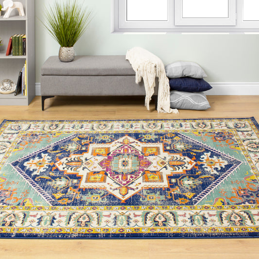 Jasper 9381_81 Grey Orange Colourful Traditional Oriental Style Area Rug by Novelle Home