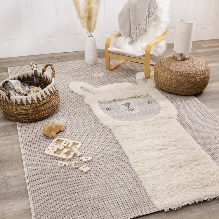 Kids Fluffy Lama Area Rug by Kalora Interiors