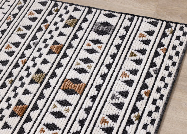 Lawson Cream Grey Orange Southwest Inspired Machine Washable Foldable Rug by Kalora Interiors