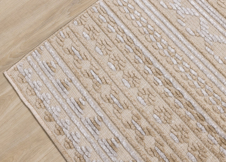 Lawson Beige Grey Cream Tribal Machine Washable Rug by Kalora Interiors