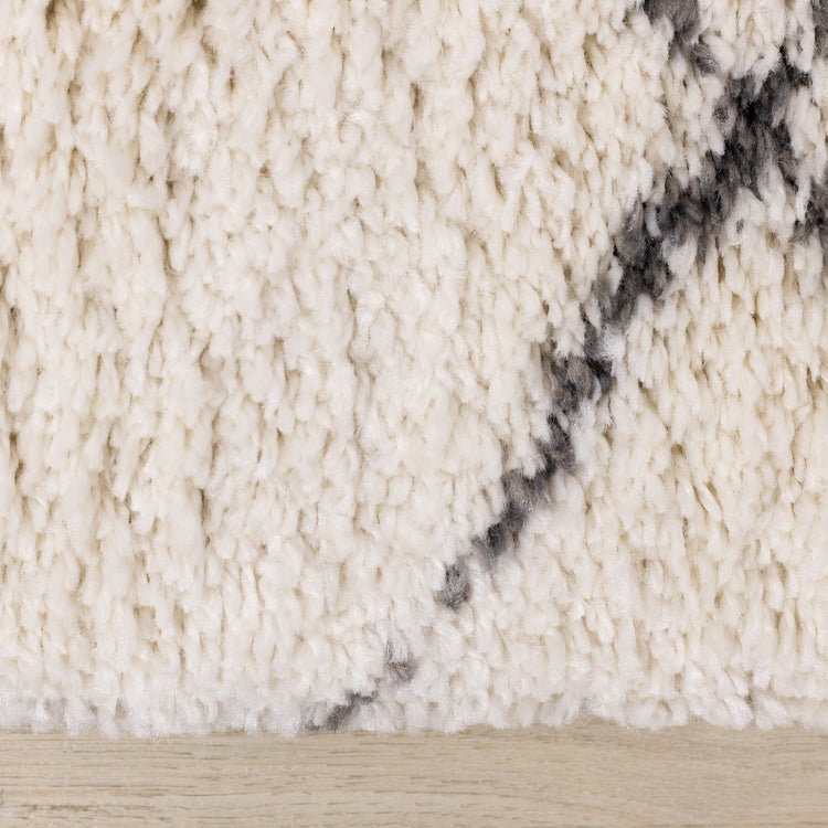 Maroq Cream Grey Uneven Trellis Rug by Kalora Interiors