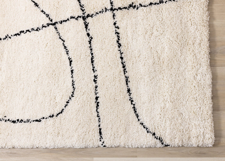 Maroq Cream Black Simple Shapes Rug by Kalora Interiors