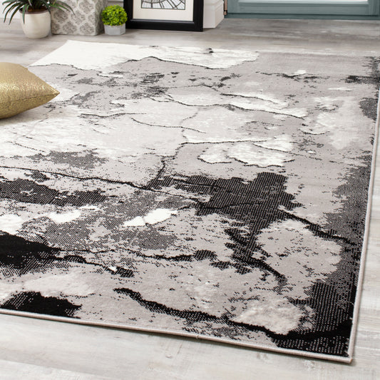Meridian A005_0373 Grey Rock Face Texture Area Rug by Novelle Home